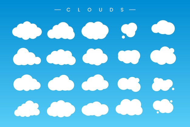 Nubes en el cielo azul brillante diferentes tipos de nubes vectoriales