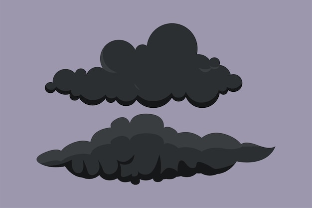 Nubes del cielo negras Concepto de nubes Ilustración vectorial plana de colores aislada