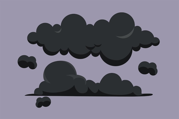 Nubes del cielo negras Concepto de nubes Ilustración vectorial plana de colores aislada