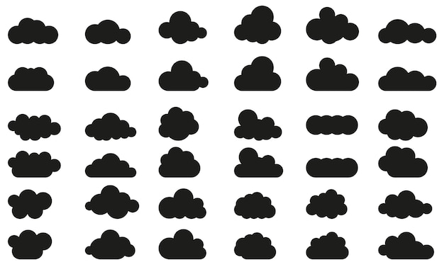 Nubes en el cielo Nube negra abstracta conjunto aislado sobre fondo blanco Ilustración vectorial