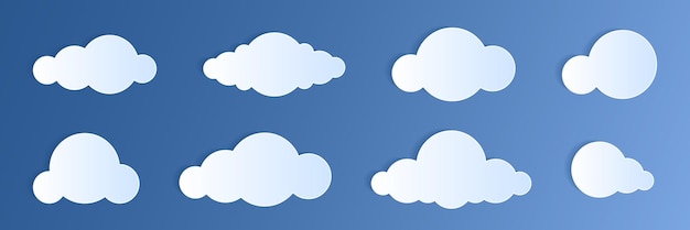 Vector nubes cortadas en papel en el fondo del cielo azul