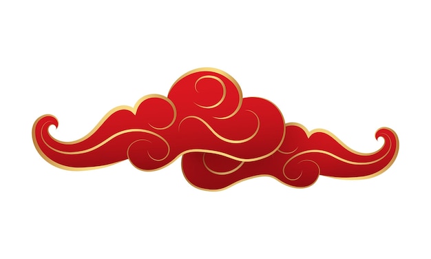 Nubes curvadas orientales vectoriales chinas nubes curvas decorativas tradicionales rojas y doradas