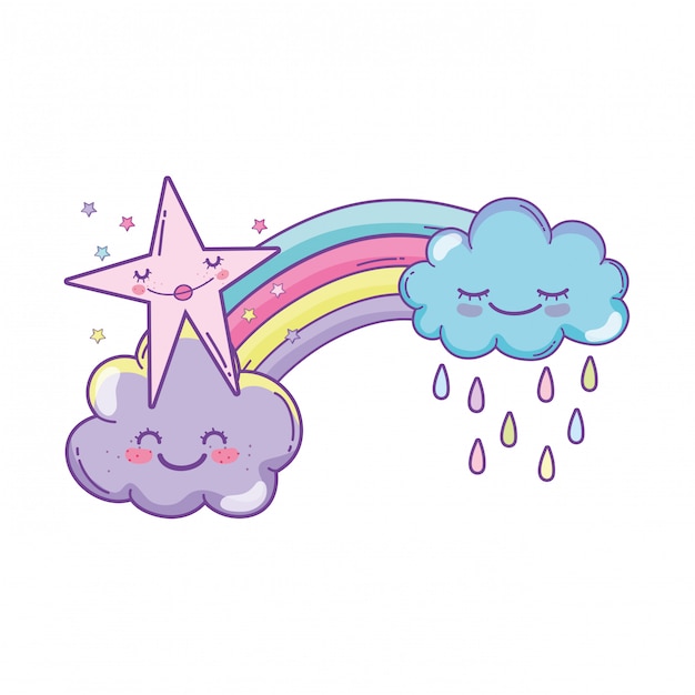 Nubes y dibujos animados de arco iris