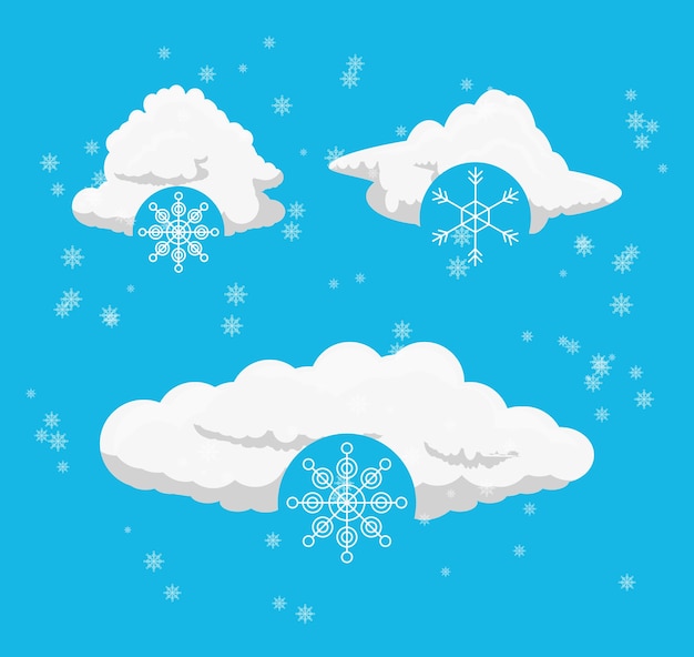 Vector nubes y diseño de nieve