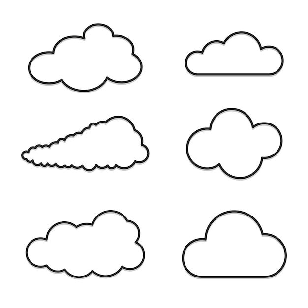 Vector nubes en estilo de contorno