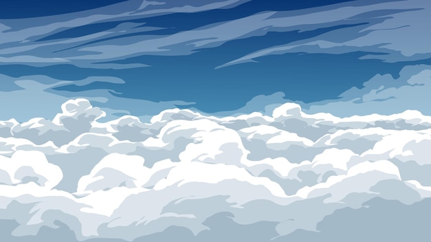 Vector nubes en el fondo del cielo azul