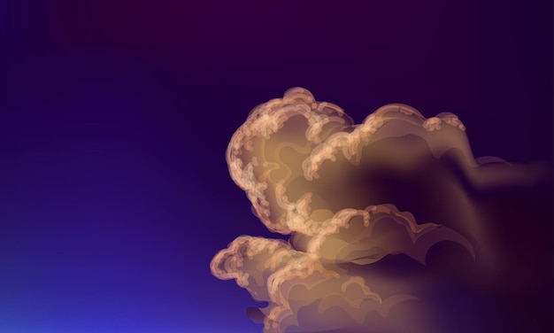 Nubes en el fondo de la ilustración vectorial del gradiente del cielo azul negro