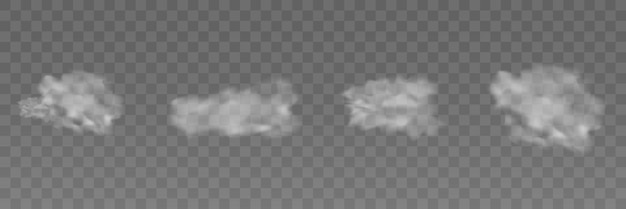 Nubes de humo de alta densidad sobre un fondo vectorial transparente