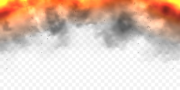 Nubes de humo negro realistas y explosiones de llamas de fuego corriente de humo de objetos en llamas