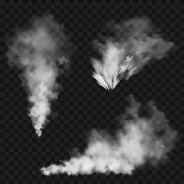 Nubes de humo realistas corriente de humo de objetos en llamas efecto de niebla transparente niebla de vapor blanco