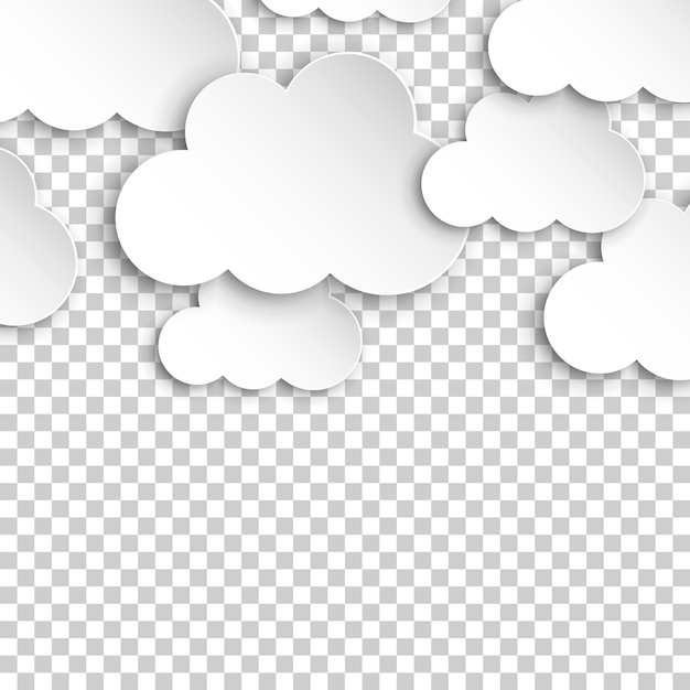 Nubes de papel Ilustración de nubes de papel en un fondo transparente aislado Concepto de negocio aéreo