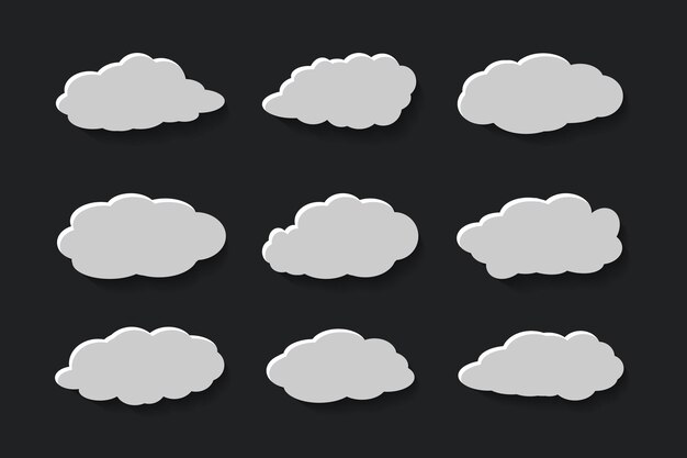 Nubes planas en colección de estilo papercut