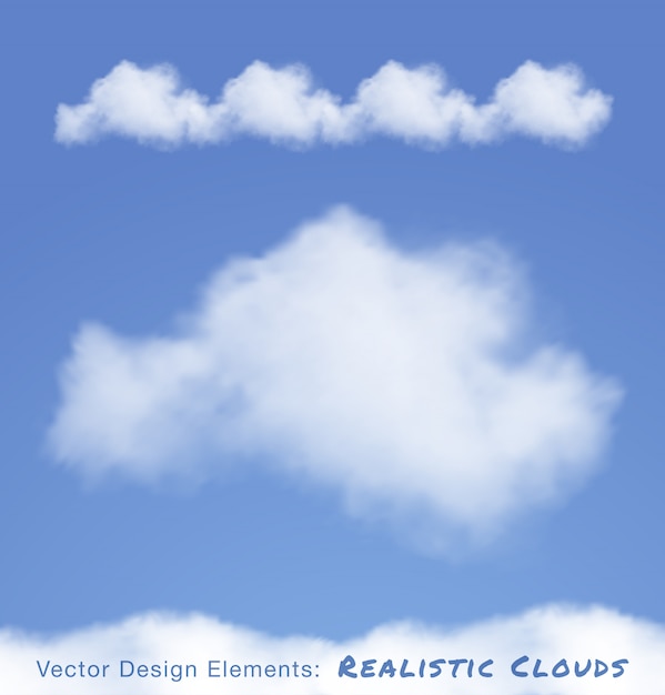 Vector nubes realistas en el cielo azul. ilustración