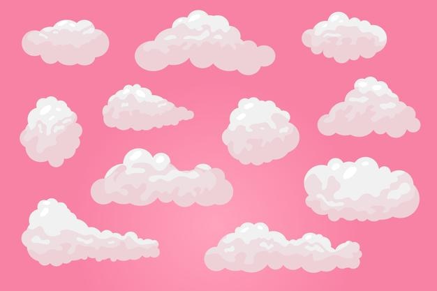 Nubes rosadas sobre un fondo rosa Vector de cielo rosa Diseño de papel tapiz creativo en estilo moderno