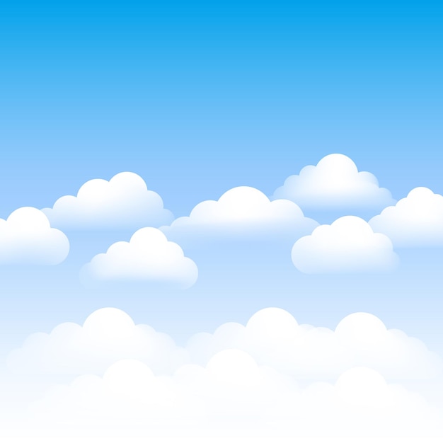 Nubes sobre fondo de cielo azul Ilustración vectorial