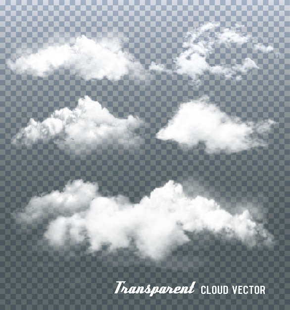 Vector nubes sobre fondo transparente.