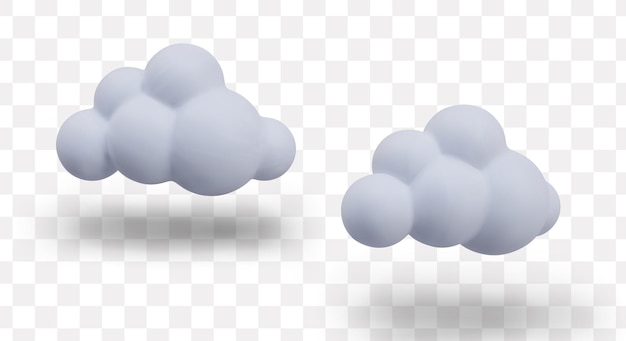 Nubes suaves, redondas y realistas Objetos blancos vectoriales para escenas Diseño de paisajes y cielos