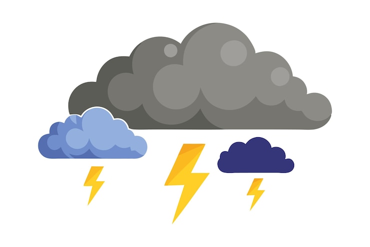 Vector las nubes de tormenta establecen una ilustración vectorial plana aislada sobre un fondo blanco