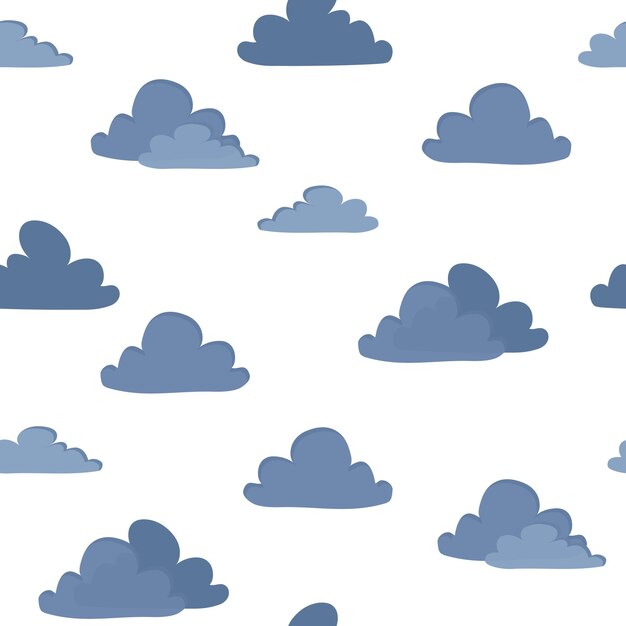 Nubes tormentosas de patrones sin fisuras ilustración vectorial azul y blanco