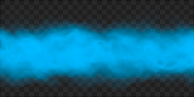 Nubosidad azul Niebla de humo o nubes de gas Ilustración vectorial aislada sobre fondo transparente