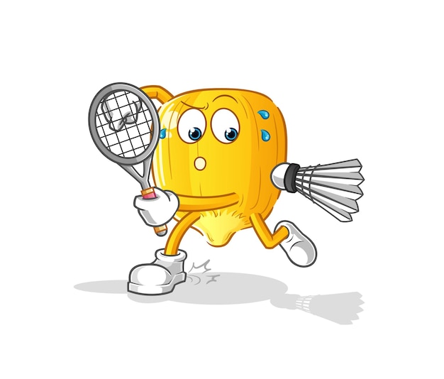 Núcleo de maíz jugando bádminton ilustración. vector de personaje