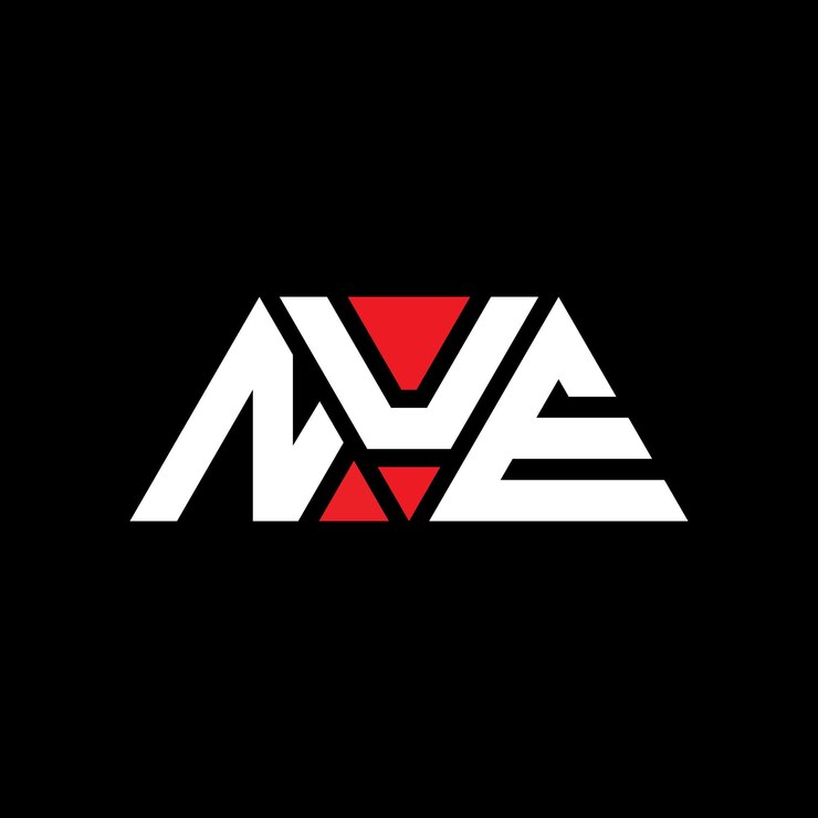 Vector nue diseño de logotipo de letra triangular con forma de triángulo nue diseño del logotipo triangular monograma nue triángulo vectorial plantilla del logotipo con color rojo nue logotipo triangle sencillo elegante y lujoso nue