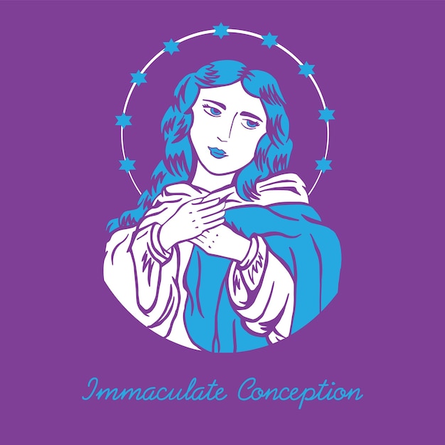 Vector nuestra señora de la inmaculada concepción virgen maría ilustración religión vector católico