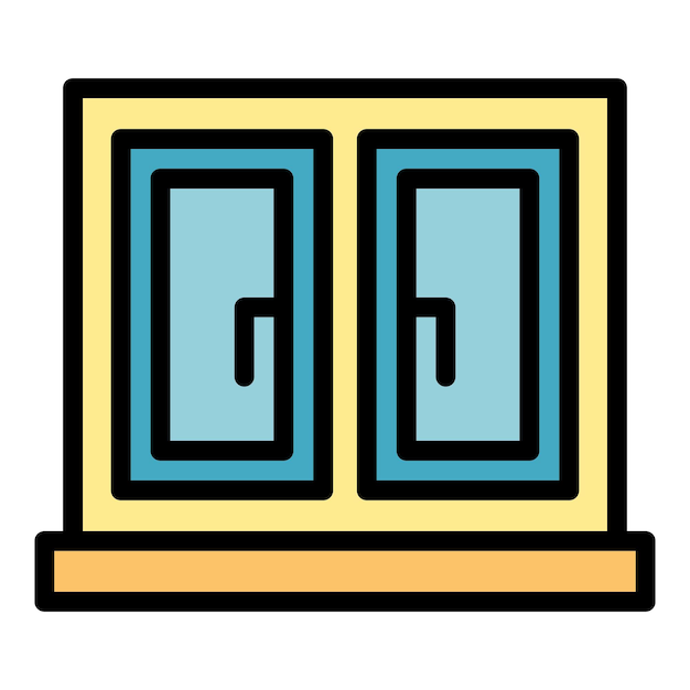 Nueva casa ventana icono contorno vector herramienta de trabajo sierra de mano color plano