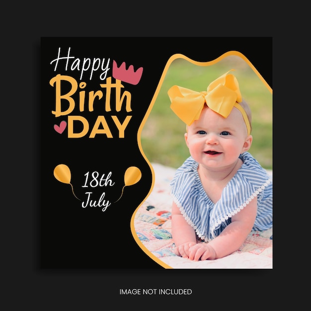 Nueva celebración de la fiesta de cumpleaños de oro publicación en las redes sociales Facebook publicación de feliz cumpleaños pancarta