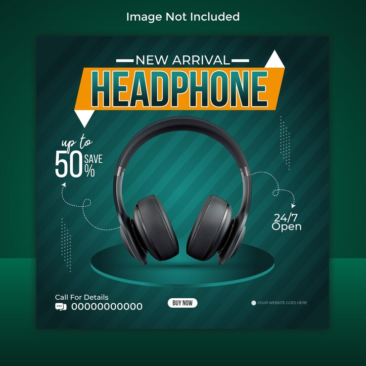 nueva colección de auriculares, plantilla de diseño de banner de redes sociales, archivo vectorial
