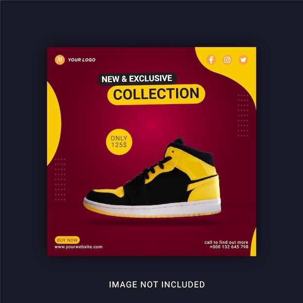 Nueva colección exclusiva de zapatos plantilla de banner de instagram para publicación en redes sociales