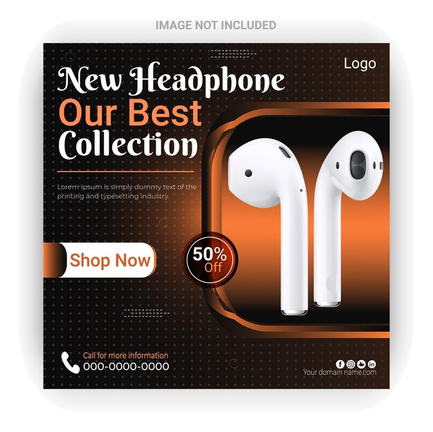 Nueva colección mejor diseño de publicación de redes sociales de auriculares de la empresa