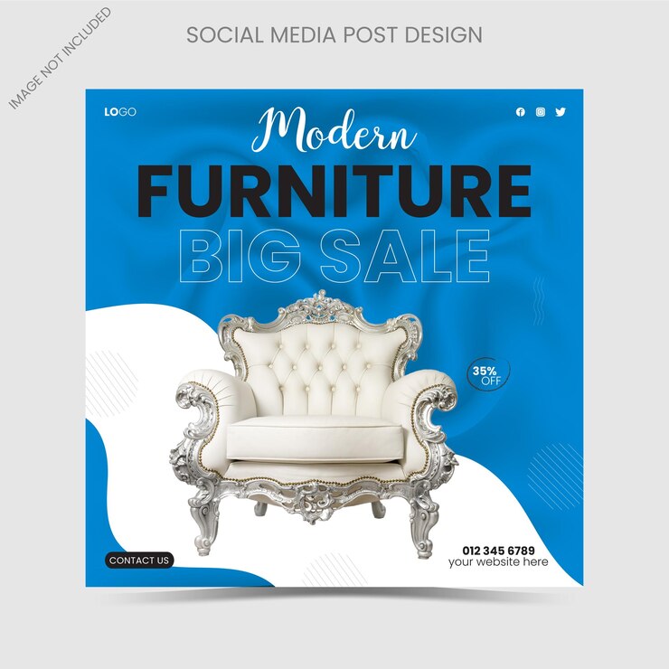 nueva colección de muebles modernos redes sociales publicaciones de Instagram plantilla de banner de venta de muebles