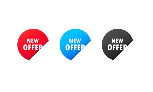 nueva etiqueta de oferta o diseño de oferta de etiqueta de descuento. etiqueta de venta con plantilla de oferta publicitaria