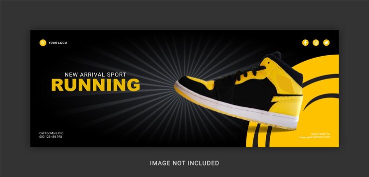Vector nueva llegada deporte corriendo plantilla de publicación de redes sociales de portada de facebook
