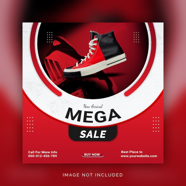 Nueva llegada mega sale shoes editable instagram banner ad concept plantilla de publicación en redes sociales