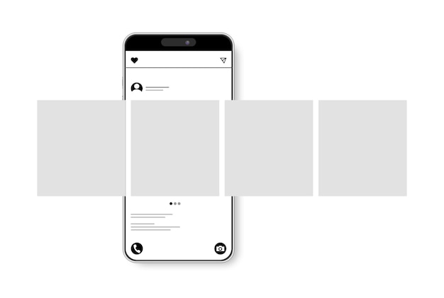 Nueva maqueta de iphone negro de vista frontal realista moderna aislada en plantilla móvil blanca Vector