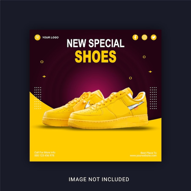 Vector nueva plantilla de banner de instagram de publicación de redes sociales de zapato especial