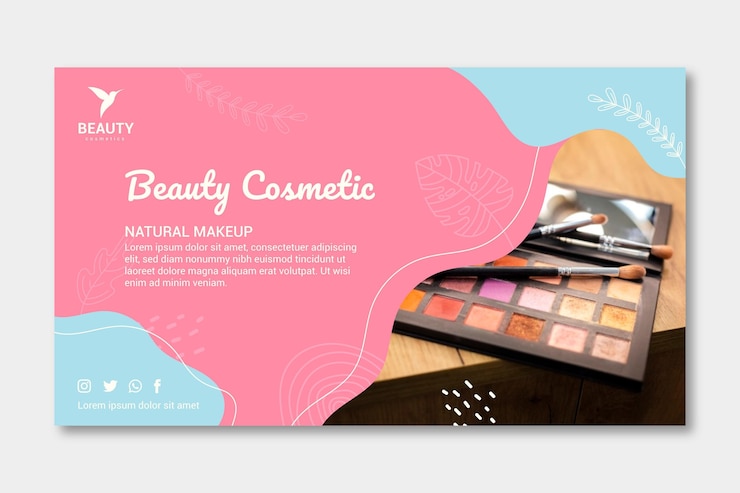 Vector nueva plantilla de banner de paleta de maquillaje