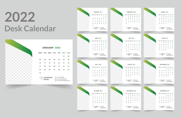 Nueva plantilla de calendario de escritorio 2022