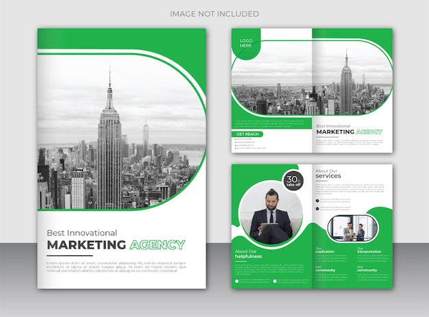 Nueva plantilla de diseño de folleto comercial bi-fold moderno corporativo