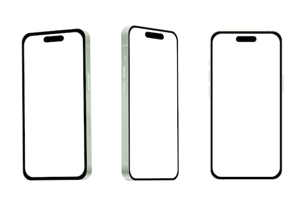 Nueva plantilla de maqueta modelo 15 de teléfono inteligente verde sobre fondo blanco Ilustración vectorial