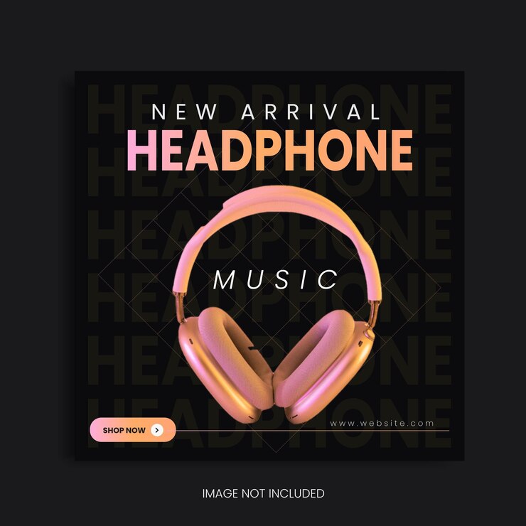 nueva plantilla de redes sociales de auriculares coloridos publicación de Instagram banner web diseño promocional anuncio de Facebook