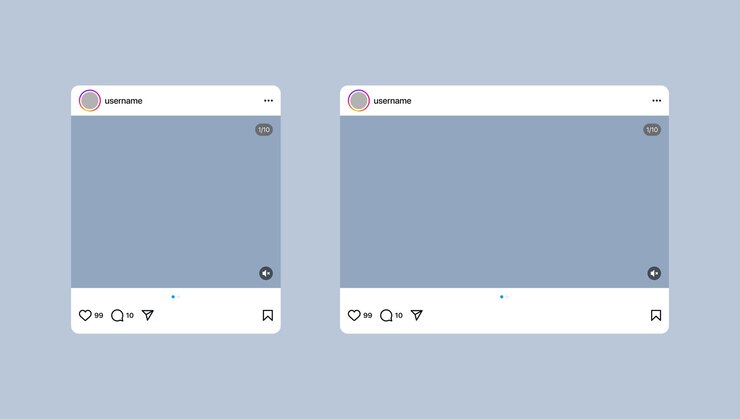Vector nueva plantilla de tamaño de cuadrícula de instagram actualización 2025 modo de luz instagram