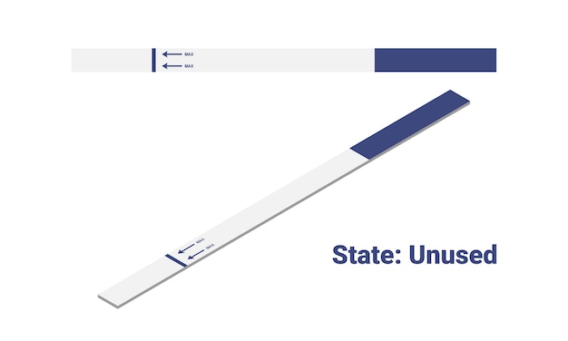 Nueva prueba de embarazo sin resultado ilustración vectorial isométrica. resultado en blanco de la prueba de embarazo sin usar