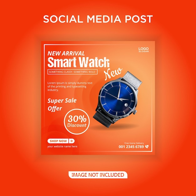 Nueva publicación de banner de redes sociales de smartwatch