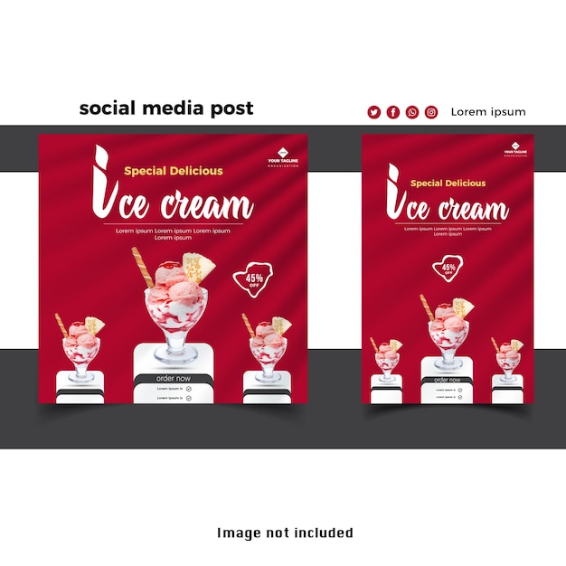 Nueva publicación especial de banner de redes sociales de deliciosos helados