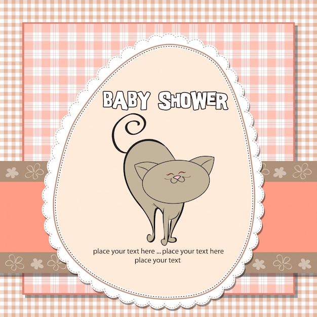 Vector nueva tarjeta de baby shower con gato