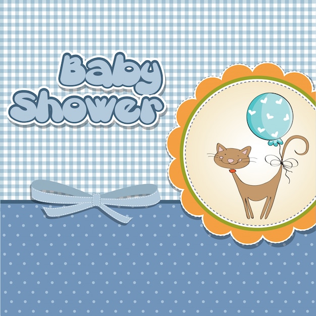 Nueva tarjeta de baby shower con gato.