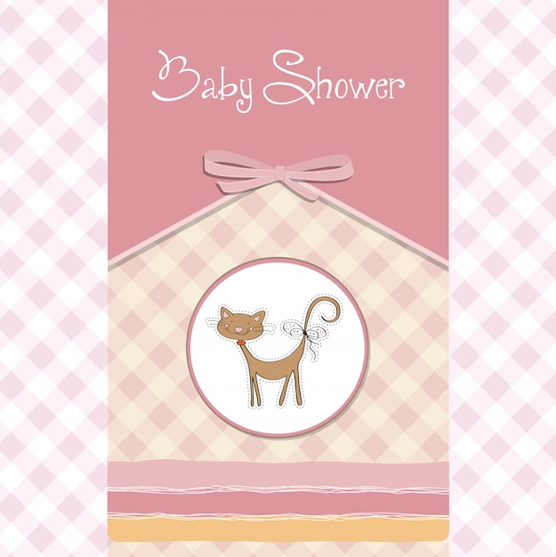 Nueva tarjeta de baby shower con gato.